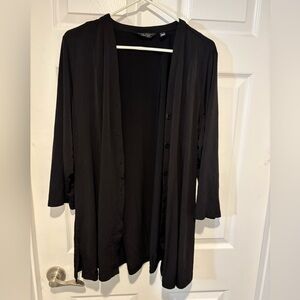 Susan Graver Everyday Black Button-Up Cardigan